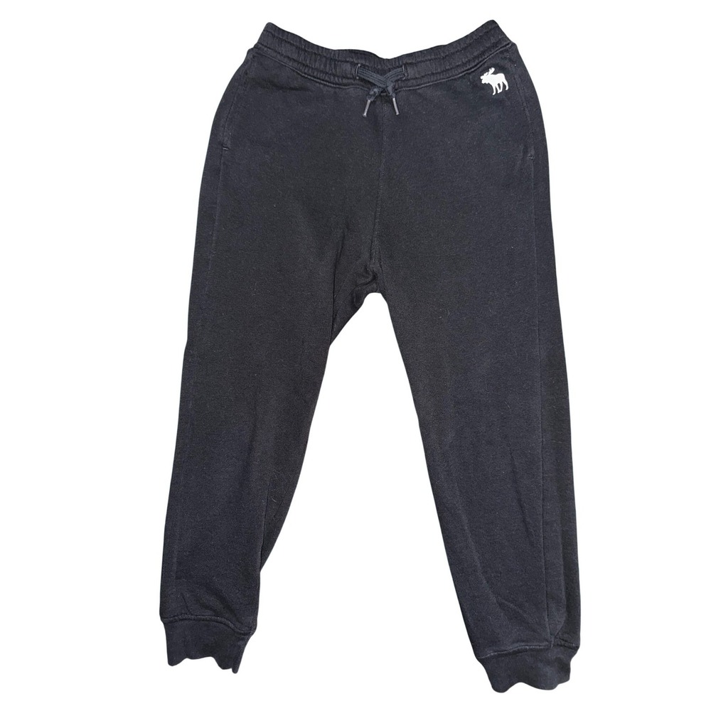 Abercrombie Kids Black Fleece Jogger Pants Logo Casual Comfort Size 9/10